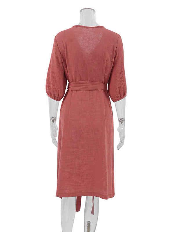 Robe de Chambre Rouge En coton Pour Femme "Flocon de Douceur"