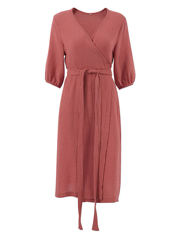 Robe de Chambre Rouge En coton Pour Femme "Flocon de Douceur"