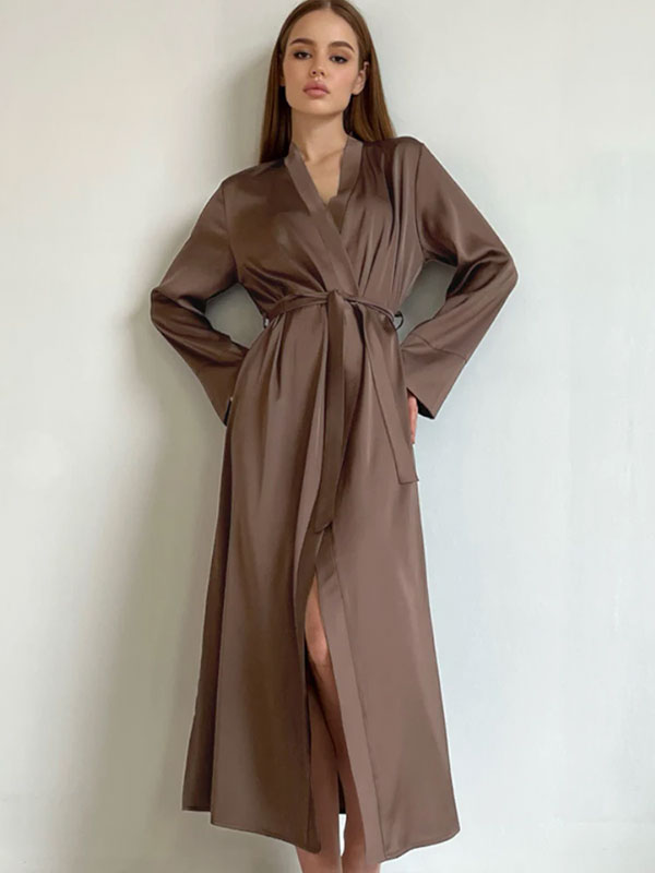 Robe de Chambre Longue Pour Femme En Satin "Perle du Matin"