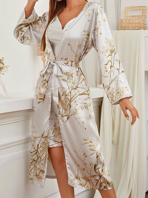 Robe de Chambre Longue Pour Femme 2 Pièces "Cocon de Satin"