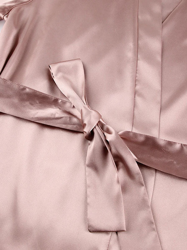 Robe de Chambre Élégante à Plumes Rose Champagne "Flocon de Satin"